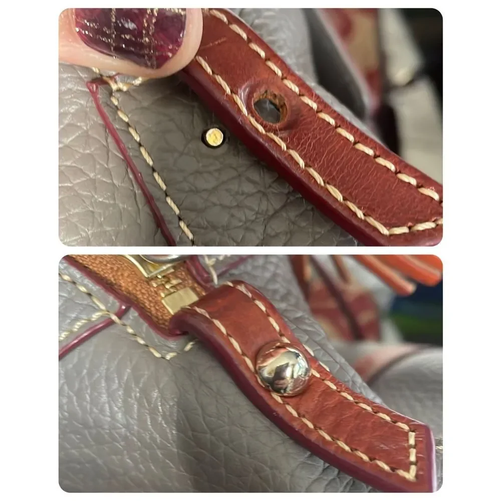 Dooney & Bourke Gray Satchel with Brown Trim - Picture 6 of 16